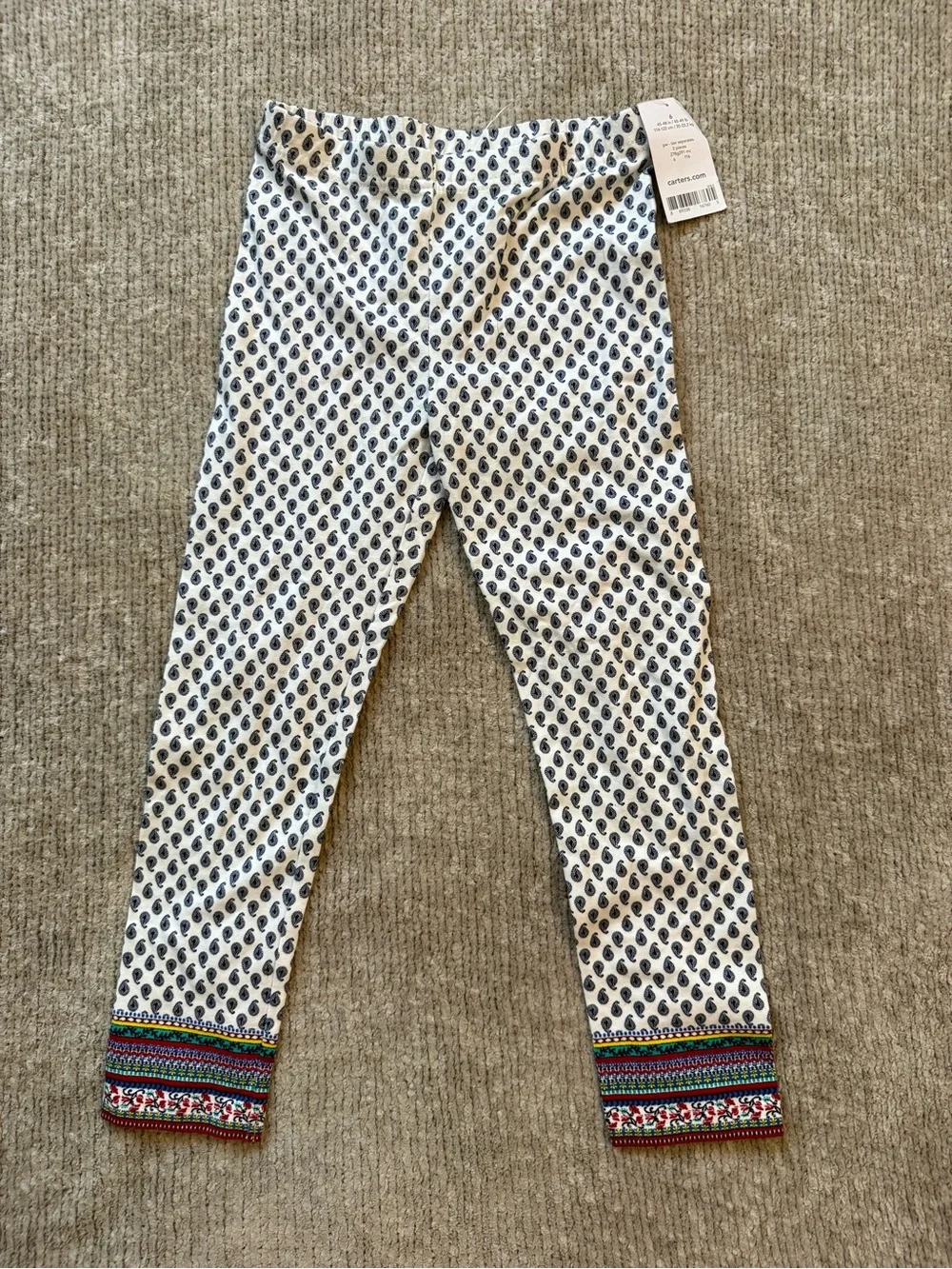 Carter’s Girls Boho Paisley Top & Leggings Set NWT Size 6